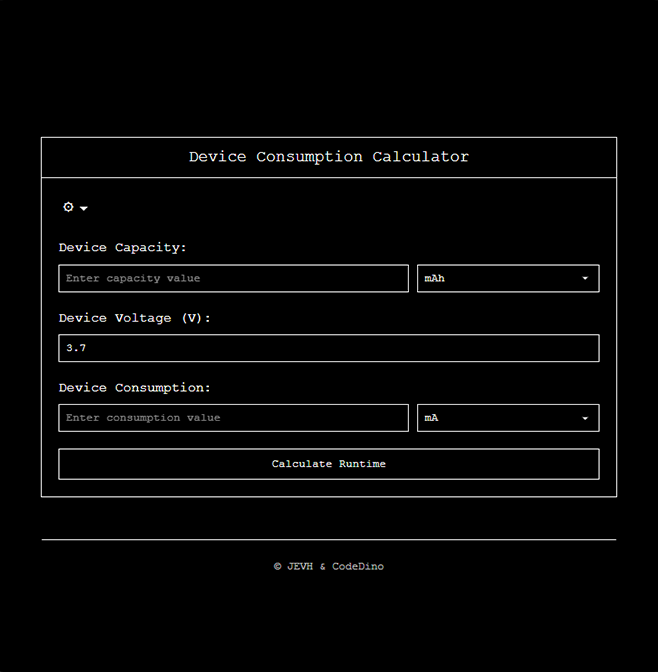 Device Consumption Calculator